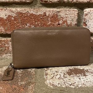 GUC YSL Taupe Long Zippy Wallet
